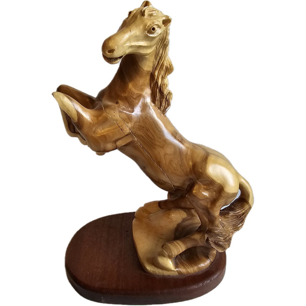 Wood Horse Statue (READ DESCRIPTION) Wild Stallion Light Brown Beige